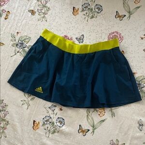Gorgeous Teal Blue & Neon ClimaLite Adidas Tennis Skirt Short Sz L